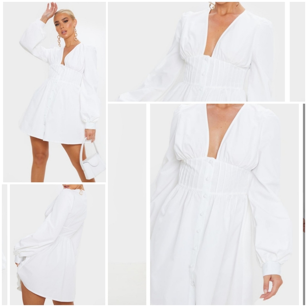 PrettyLittleThing Sz 4 White Skater Dress - Picture 13 of 13